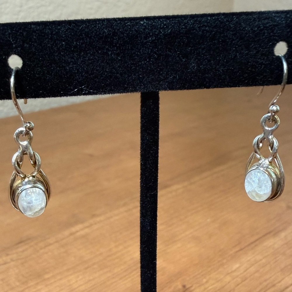 YS Sterling Silver Moonstone Dangle Earrings 925 Beautiful